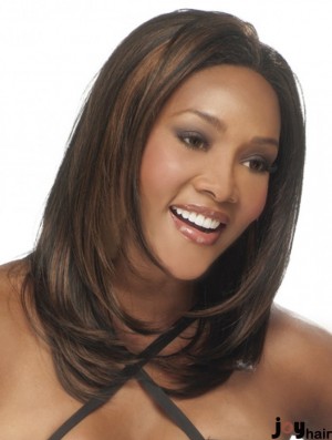 Straight Indian Remy Hair Brown Long Good 3/4 Wigs