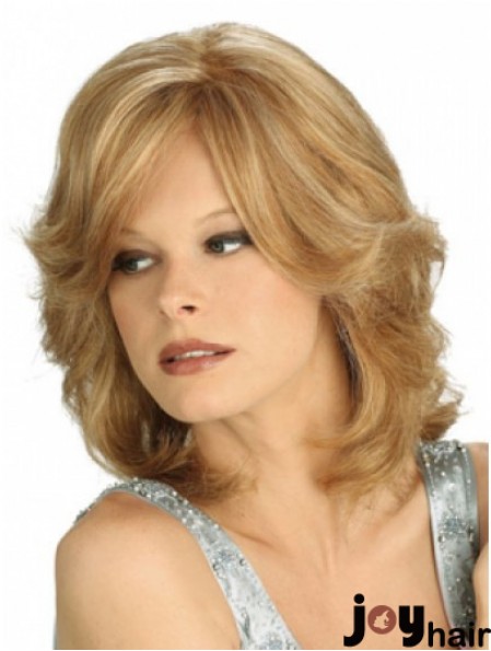 Blonde Shoulder Length Wavy Layered 100% Hand-tied Wig Store Online