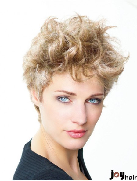 Curly Boycuts Short Blonde Trendy Lace Front Wigs