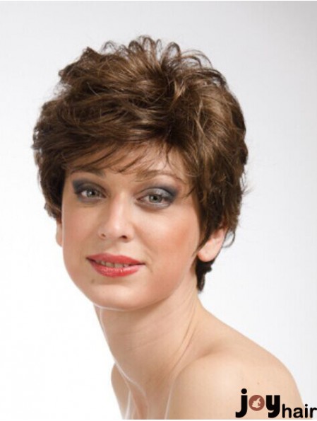 Brown 8 inch Sassy Short Wavy Layered Lace Wigs