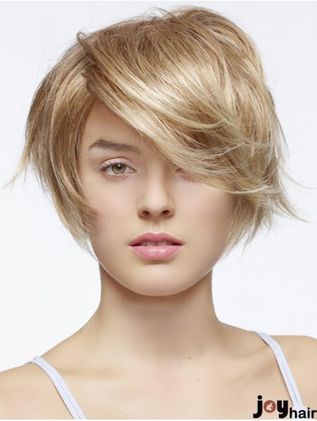 Short Straight Layered Blonde Fashion 100% Hand-tied Wigs