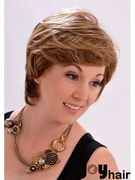 10 inch Stylish Straight With Bangs Brown Short Wigs