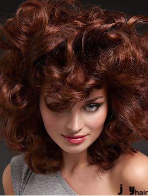 Long Curly Layered Auburn Good 100% Hand-tied Wigs