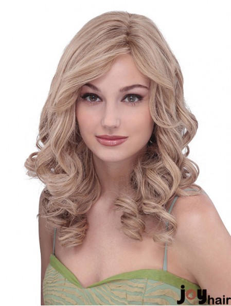 Long Curly Without Bangs Designed Blonde Lace Front Wigs