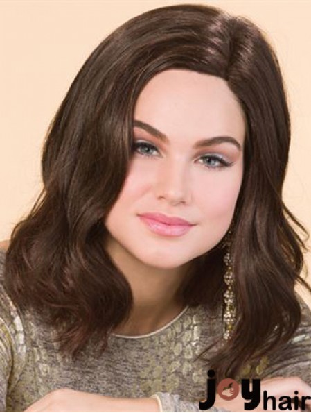 Shoulder Length Wavy Without Bangs Good Brown Lace Front Wigs