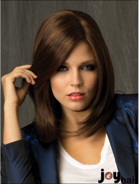 Straight With Bangs Shoulder Length Brown Amazing Lace Front Wigs