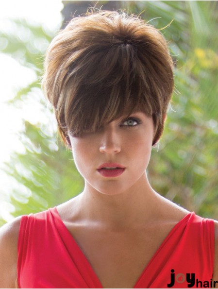 Brown 8 inch Trendy Short Wavy Boycuts Lace Wigs