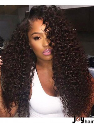 Curly Remy Human Hair 20 inch Without Bangs Black 360 Lace Wigs