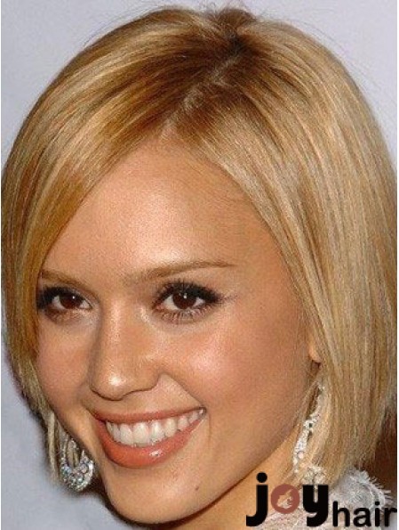 Straight 100% Hand-tied Bobs Chin Length Blonde Online  Wigs