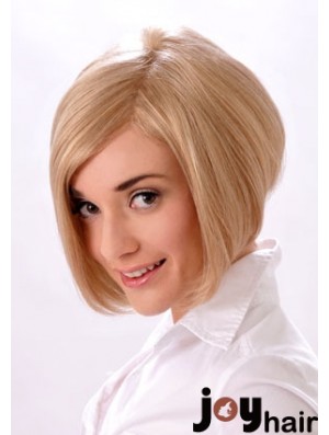 Chin Length Straight Monofilament Blonde Style Bob Wigs