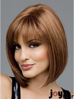 Brown Chin Length Straight Bobs 100% Hand-tied Wig Sale 