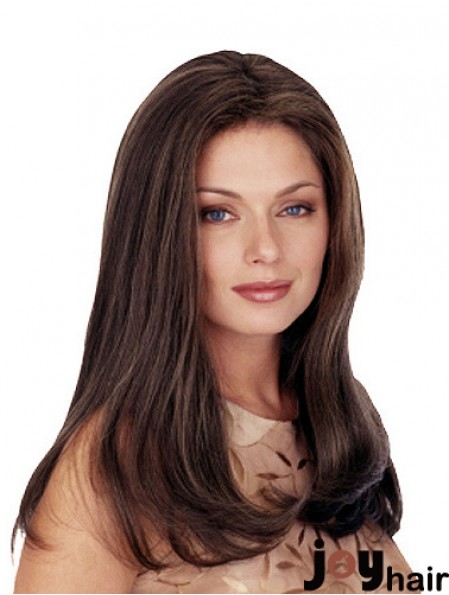 Without Bangs Long Straight Brown 20 inch Comfortable Monofilament Wigs