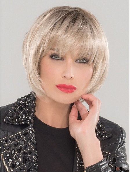 10 inch Short Monofilament Platinum Blonde Layered Bob