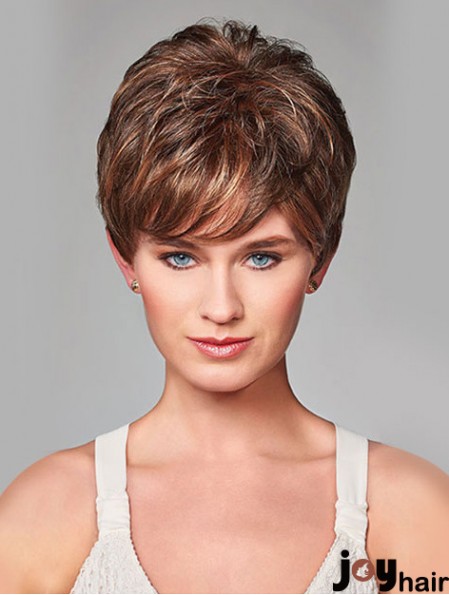 Wavy Short Brown 8 inch Monofilament Beautiful Bob Wigs