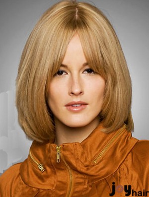 Wig Bob Style Chin Length Blonde Color Straight Style