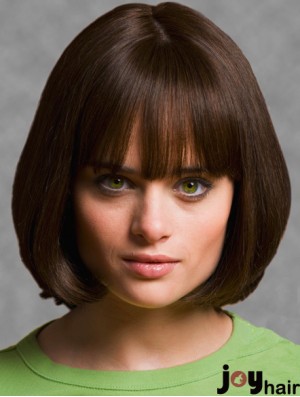 Wigs Bob UK With Synthetic Capless Brown Color Chin Length