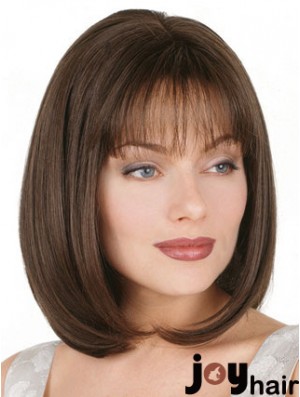 Straight Bob Wig Chin Length Brown Color Bobs Cut With Capless