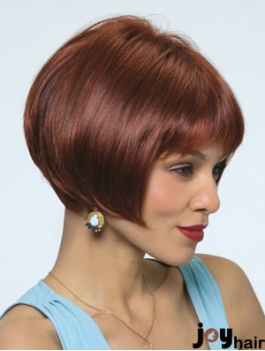 Straight Chin Length Red 10 inch Capless Fashionable Bob Wigs