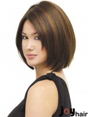 Capless Chin Length Straight Brown Beautiful Bob Wigs