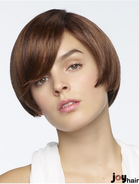 Straight Short Brown 6 inch Capless Ideal Bob Wigs