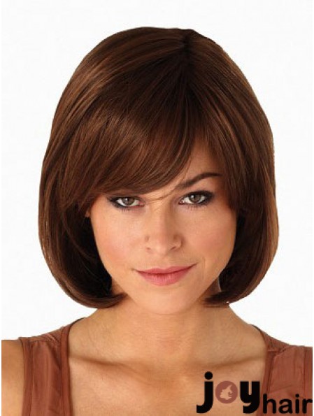 Capless Chin Length Straight Auburn Modern Bob Wigs