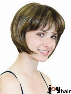 Straight Chin Length Blonde 10 inch Monofilament Convenient Bob Wigs