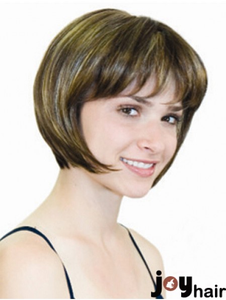 Straight Chin Length Blonde 10 inch Monofilament Convenient Bob Wigs