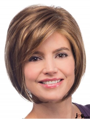 Straight Chin Length Blonde 10 inch Capless Soft Bob Wigs