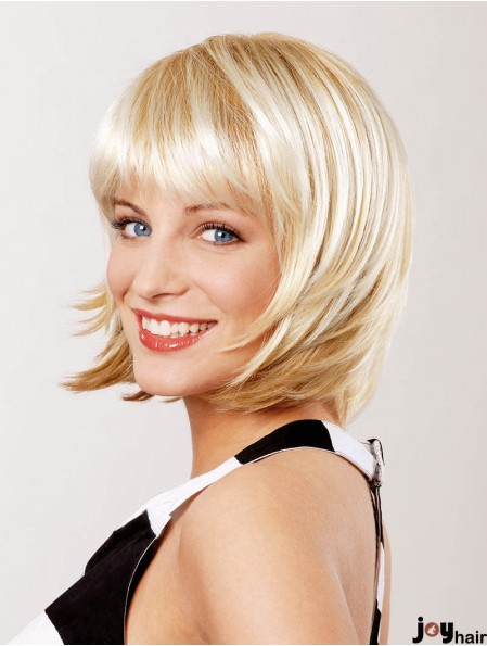 Straight Chin Length Blonde 10 inch Lace Front Top Bob Wigs