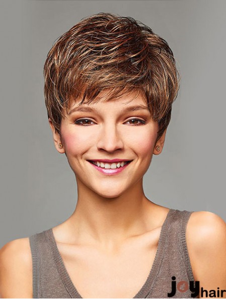 Short Curly Wigs With Capless Synthetic Blonde Color Cropped Length