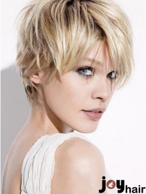 Short Blonde Wigs With Capless Straight Style Boycuts