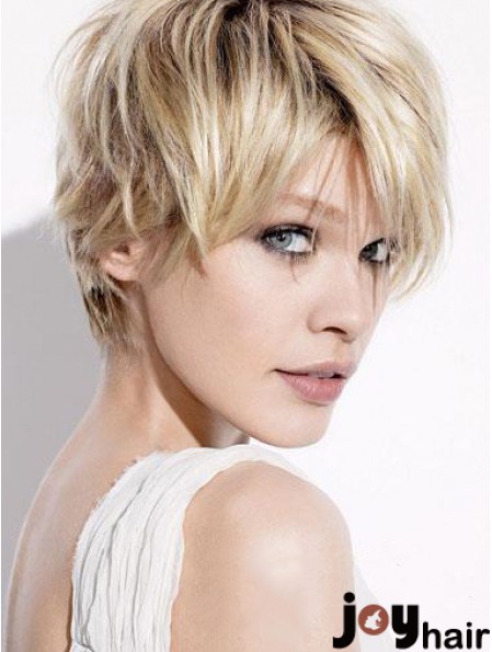 Short Blonde Wigs With Capless Straight Style Boycuts