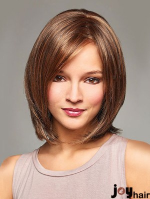 Blond Bob Wigs With Monofilament Straight Style Chin Length