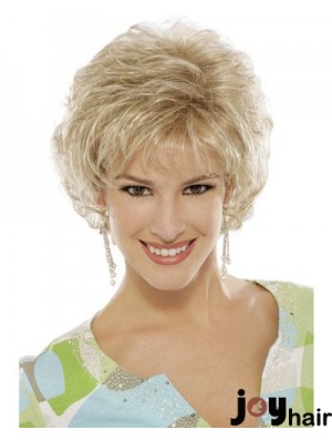 Blonde Curly Wig With Capless Short Length Classic Cut