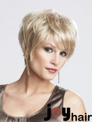 8 inch Sassy Straight Layered Blonde Short Wigs