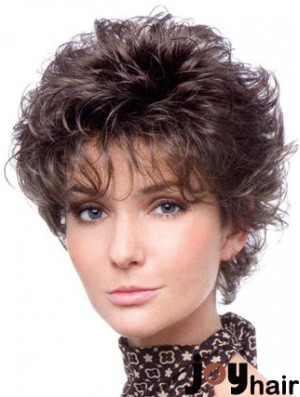 Heat Resistant Wigs Cropped Length Brown Color Layered Cut