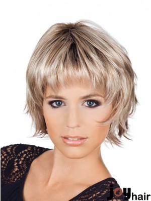 Ladies Bob Style Wigs With Capless Chin Length Blonde Color