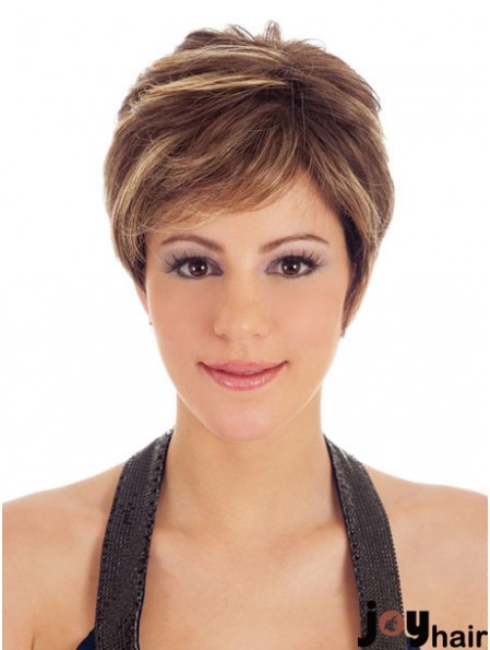 Boycuts Straight Brown Capless Trendy Short Wigs