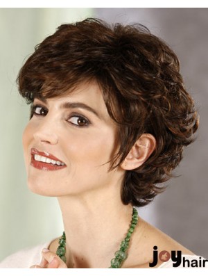 Curly Layered Cropped Sassy Brown Synthetic Wigs