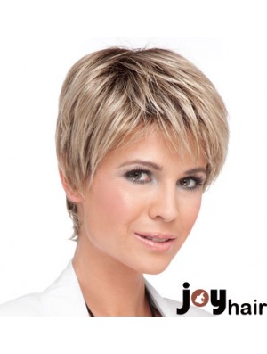 5 inch Incredible Straight Boycuts Blonde Short Wigs