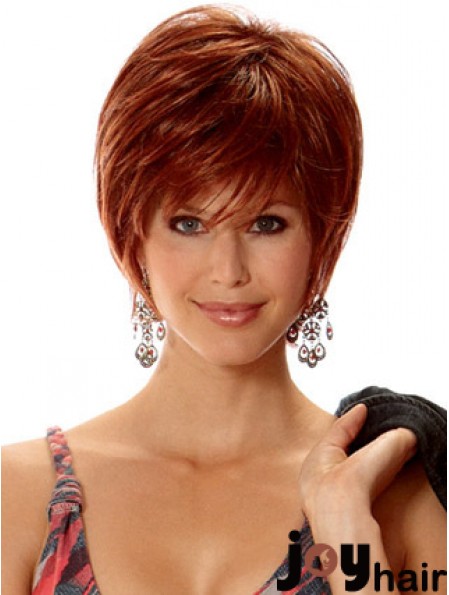 Straight Layered Short No-Fuss Auburn Synthetic Wigs