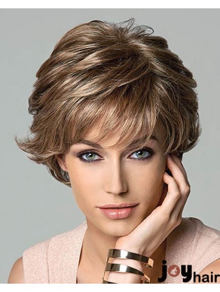 9.5 inch Amazing Wavy Layered Brown Short Wigs