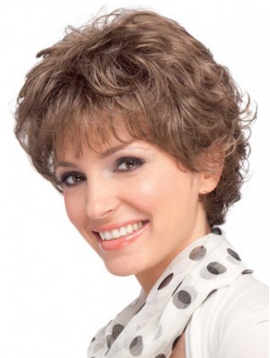 Modern Auburn Short Wavy Layered Human Hair Wigs