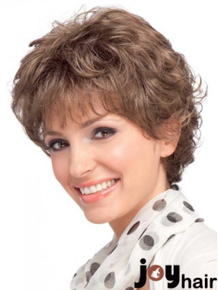 Modern Auburn Short Wavy Layered Human Hair Wigs