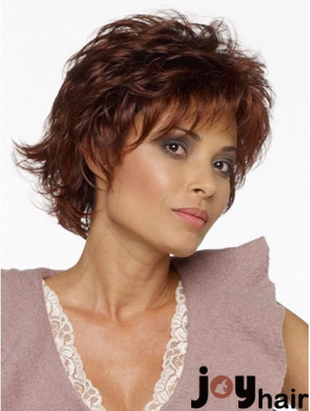 Layered Wavy Auburn Capless Natural Short Wigs