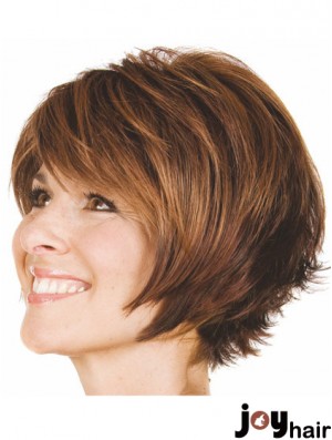 Bobs Wavy Brown Capless Convenient Short Wigs