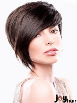 Bobs Straight Brown Capless Sleek Short Wigs