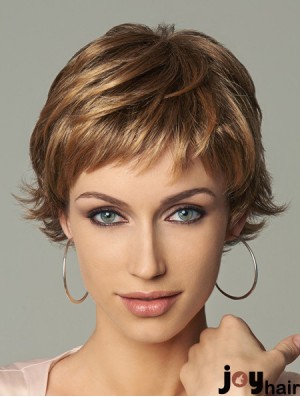 8 inch Style Wavy Layered Blonde Short Wigs