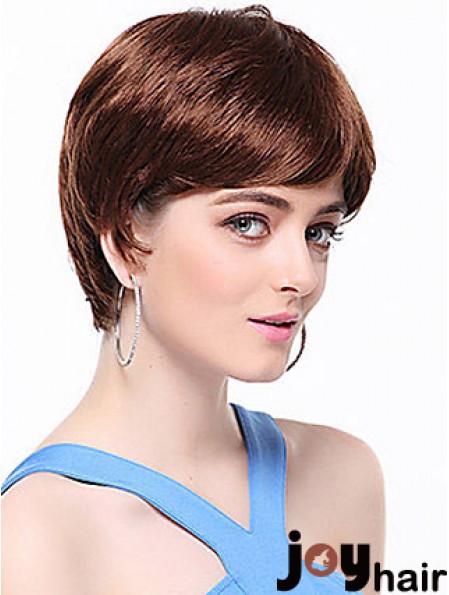 Boycuts Straight Auburn Capless Top Short Wigs