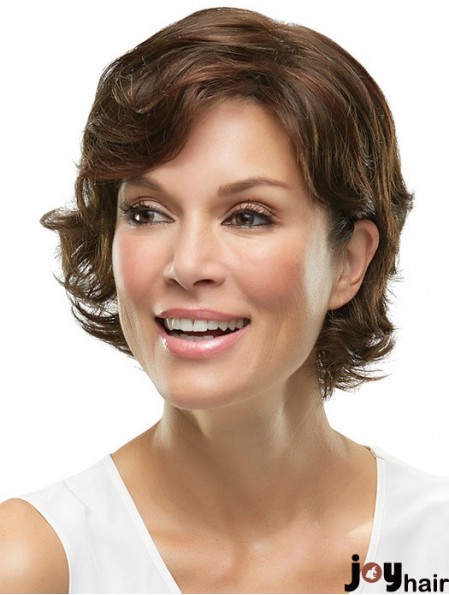 10 inch Fashionable Wavy Layered Brown Short Wigs